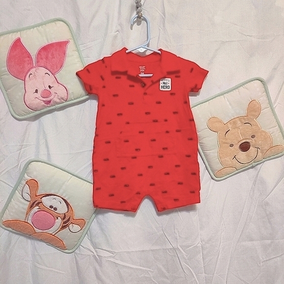 just one you by Carter's Other - 🧮6/$20 Just One You by Carter's Collared Romper Red With Firetrucks Sz. 9 mos